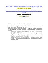 BSA 375 week 2 Individual Assignment Service Request SR-rm-004, Part 1 Paper/Uoptutorial