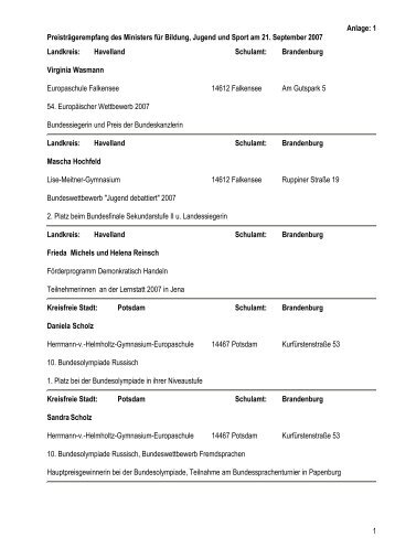 Liste der Preisträger (.pdf) - Bildungsklick