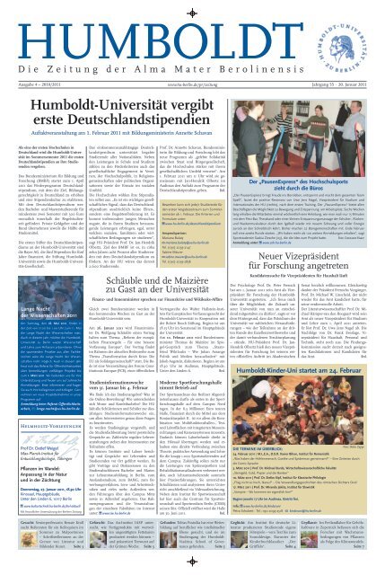 Humboldt-Universität vergibt erste Deutschlandstipendien