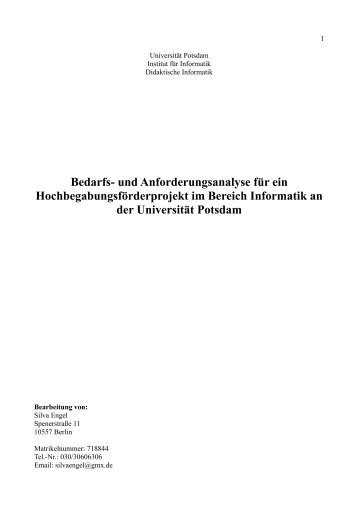 Bedarfs - Didaktik der Informatik - Universität Potsdam