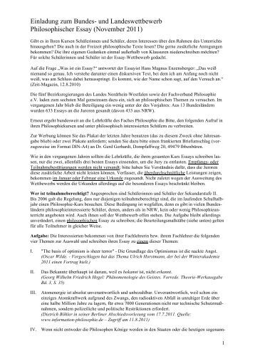 Philosophie wettbewerb 2011 essay nrw