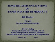 ROAD-RELATED APPLICATIONS OF PAPER INDUSTRY BYPRODUCTS