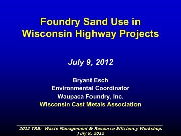 Foundry Sand Use in Wisconsin Highway Projects