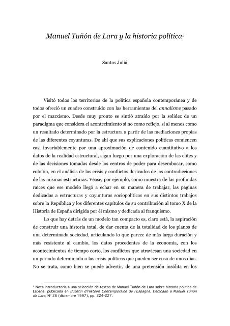 Manuel Tuñón de Lara y la historia política