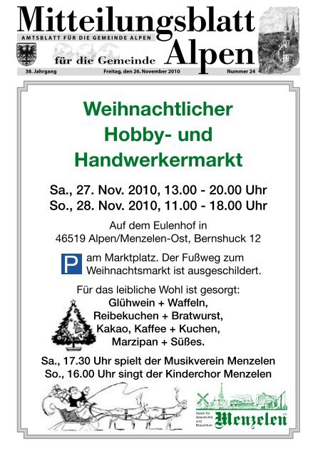 Weihnachtlicher Hobby- und Handwerkermarkt - Gemeinde Alpen