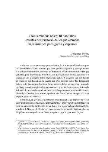 «Totus mundus nostra fit habitatio» Jesuitas del territorio de lengua ...