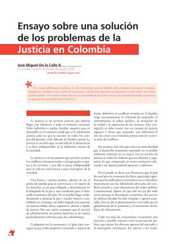 Ensayo sobre una solución de los problemas de la Justicia en Colombia