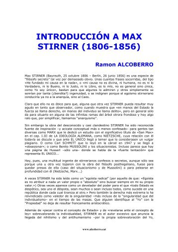 INTRODUCCIÓN A MAX STIRNER (1806-1856)