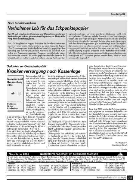 Brandenburgisches Ärzteblatt - Landesärztekammer Brandenburg