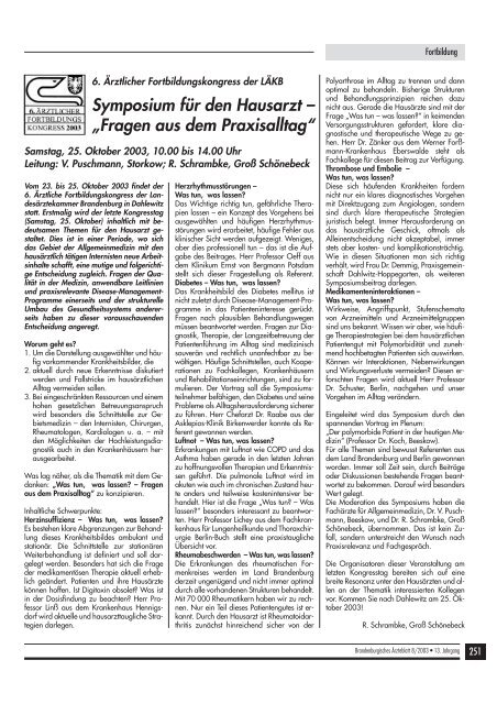 Brandenburgisches Ärzteblatt - Landesärztekammer Brandenburg