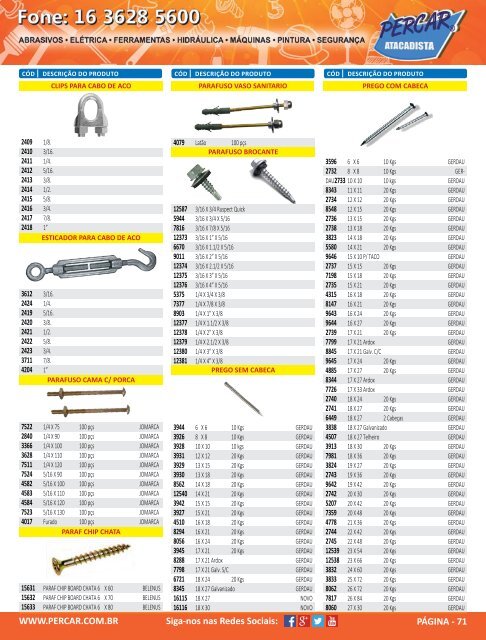 Catalogo de Produtos Percar Atacadista