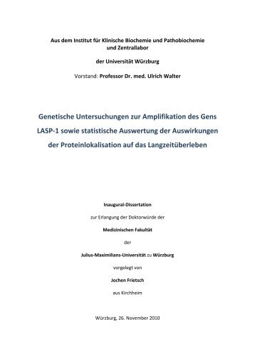 Genetische Untersuchungen zur Amplifikation des Gens LASP-1 ...