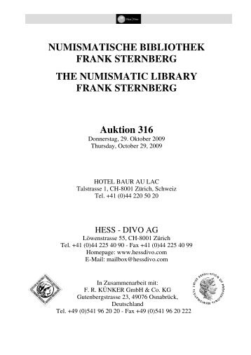 NUMISMATISCHE BIBLIOTHEK FRANK STERNBERG THE ...