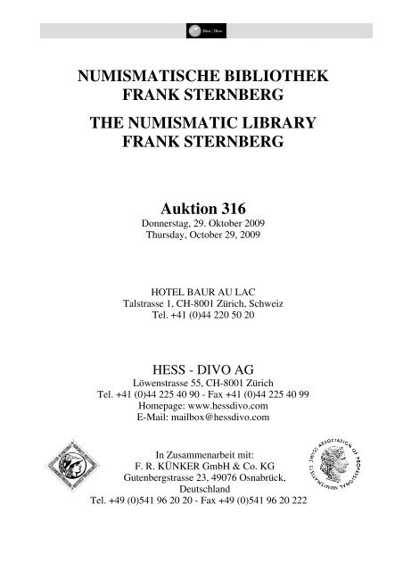 NUMISMATISCHE BIBLIOTHEK FRANK STERNBERG THE ...