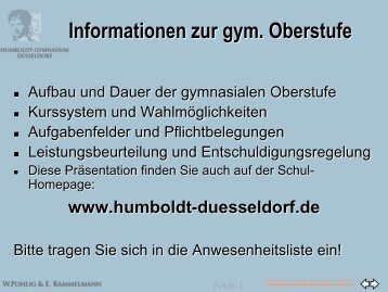 Informationen zur gym. Oberstufe - Humboldt-Gymnasium