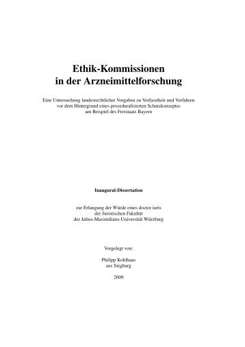 Ethik-Kommissionen in der Arzneimittelforschung - OPUS ...