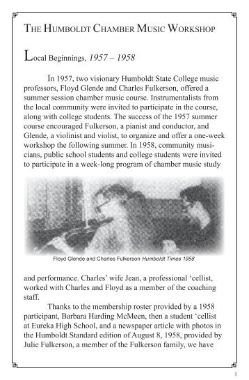 Humboldt Chamber Music Workshop - Humboldt State University