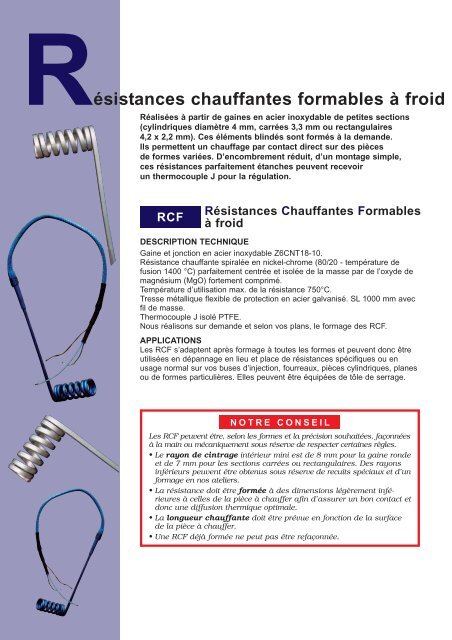 Résistances chauffantes formables à froid