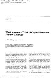 What Managers Think Of Capital Structure Theory A Survey