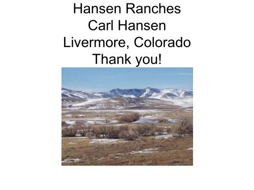 Hansen Ranches Carl Hansen Livermore Colorado