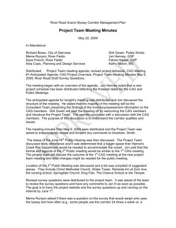 charter may project team meeting â minutes actions