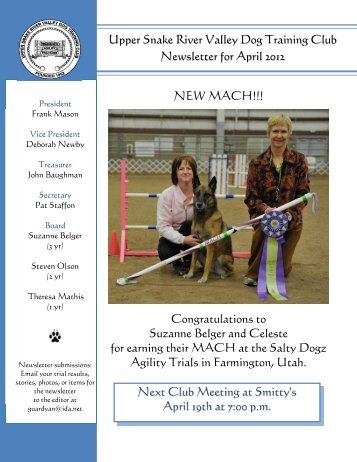 April 2012 Newslette.. - Upper Snake River Valley Dog Training Club