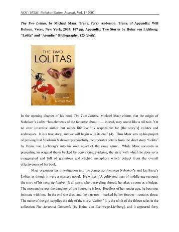 NOJ / ÐÐžÐ–: Nabokov Online Journal, Vol. I / 2007 The Two Lolitas ...