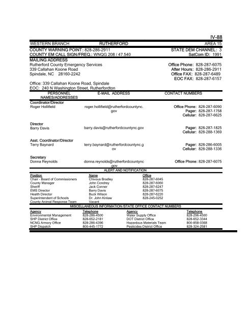 EM DIRECTORY TABLE OF CONTENTS