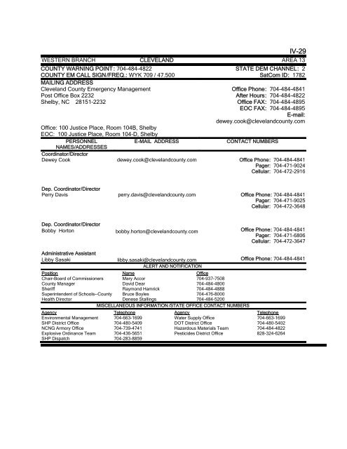 EM DIRECTORY TABLE OF CONTENTS