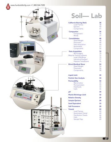 Humboldt Product Catalog - Soil-Lab - Humboldt Mfg. Co.