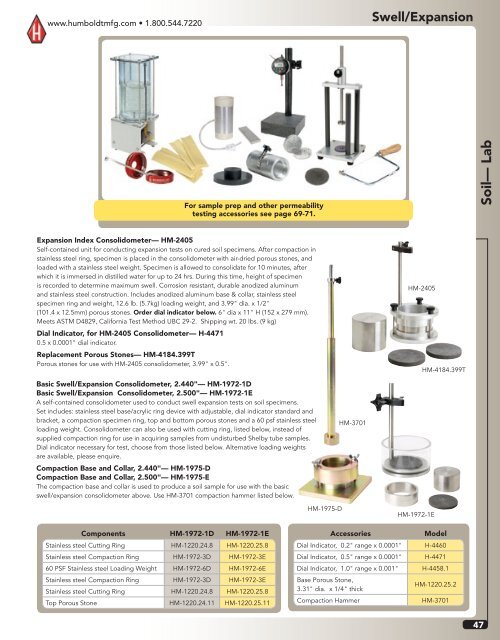 Humboldt Product Catalog - Soil-Lab - Humboldt Mfg. Co.