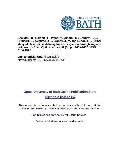 Opus: University of Bath Online Publication Store http://opus.bath.ac ...