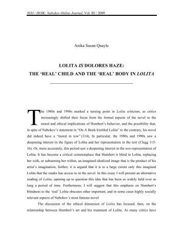 LOLITA IS DOLORES HAZE: THE 'REAL' CHILD AND THE 'REAL ...