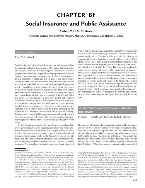 Social Insurance and Public Assistance