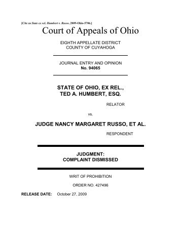 State ex rel. Humbert v. Russo - Supreme Court - State of Ohio