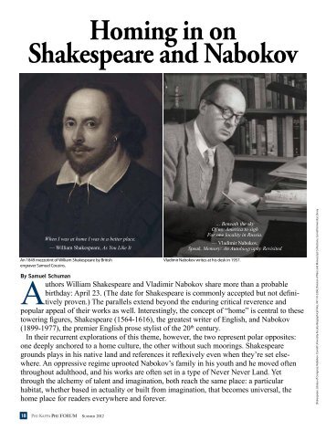 Homing in on Shakespeare and Nabokov - Phi Kappa Phi