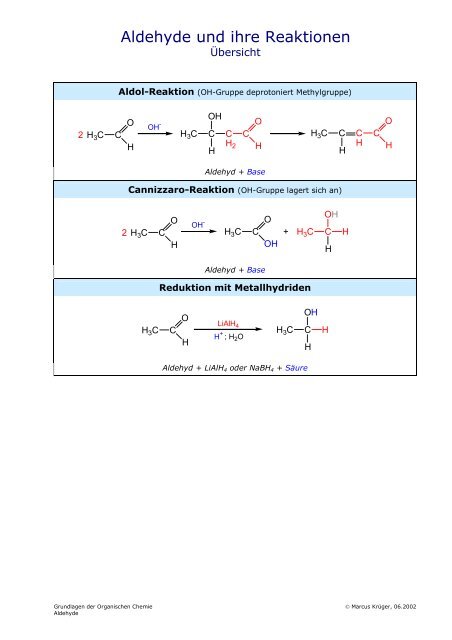 Aldehyde und ihre Reaktionen