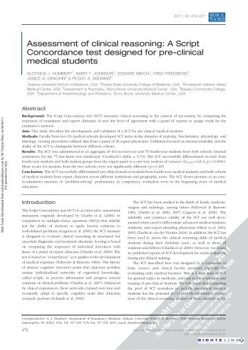 Assessment of clinical reasoning: A Script Concordance test - CPASS