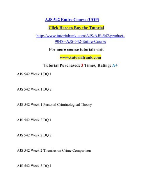 AJS 542 Entire Course (UOP)/ Tutorialrank