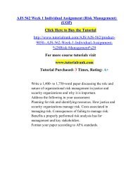 AJS 562 Week 1 Individual Assignment (Risk Management) (UOP)/ Tutorialrank
