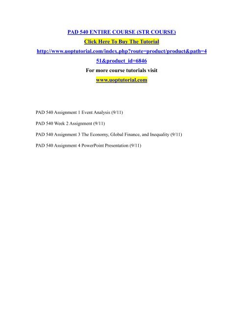 PAD 540 ENTIRE COURSE (STR COURSE)/Uoptutorial