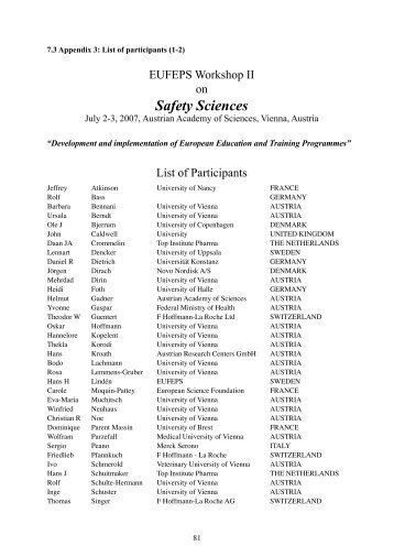 Safety Sciences - EUFEPS