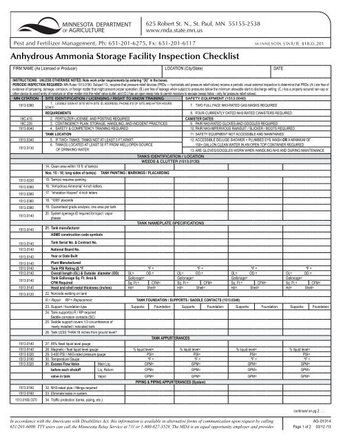 Storage Facility Inspection Checklist - Cooperative Network
