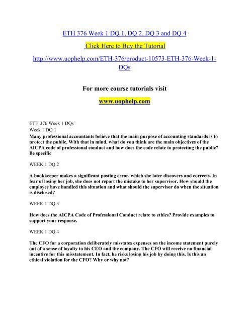 Eth 376 Week 1 Dq 1 Dq 2 Dq 3 And Dq 4 Pdf