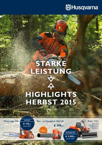 STARKE LEISTUNG - DIE HUSQVARNA HIGHLIGHTS IM HERBST 2015