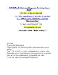 BIO 101 Week 4 Individual Organism Physiology Paper (UOP)/ Tutorialrank