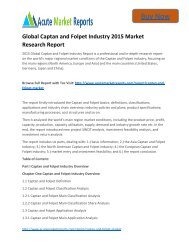 Global Captan and Folpet Industry 2015 Market – Industry Survey, Market Size, Competitive Trends: Acute Market Reports