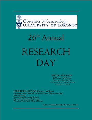 research day - University of Toronto Department of Obstetrics and ...