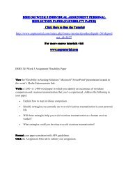 BSHS 345 WEEK 5 INDIVIDUAL ASSIGNMENT PERSONAL REFLECTION PAPER (FLEXIBILITY PAPER)/Uoptutorial