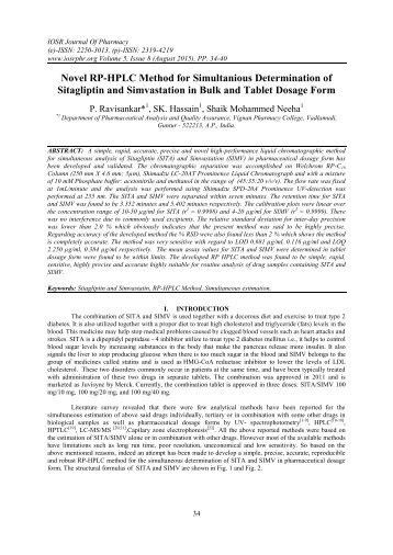 Novel RP-HPLC Method for Simultanious Determination of Sitagliptin and Simvastation in Bulk and Tablet Dosage Form